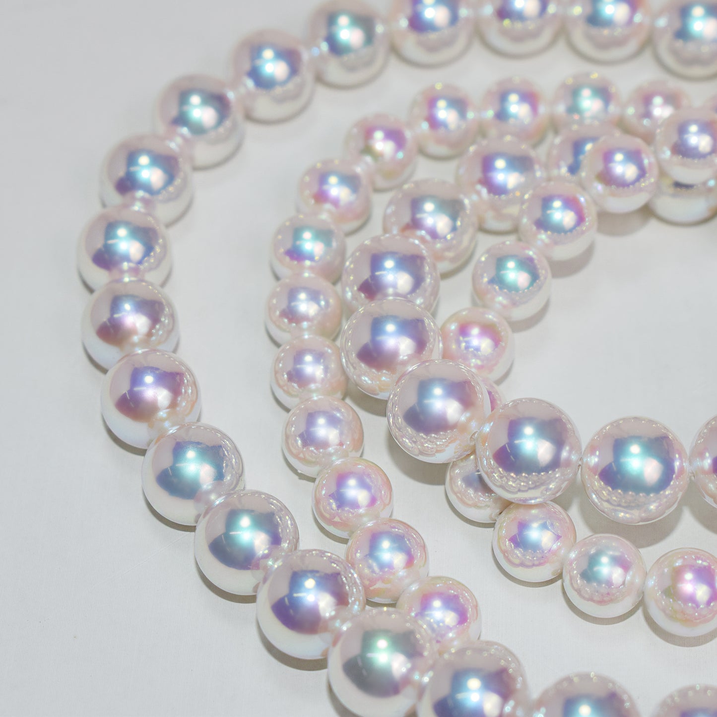 S925 Silver Aurora Full Color 6-12mm Mother Shell Tiannu Bead Positive Round Extreme Light Pearl Necklace