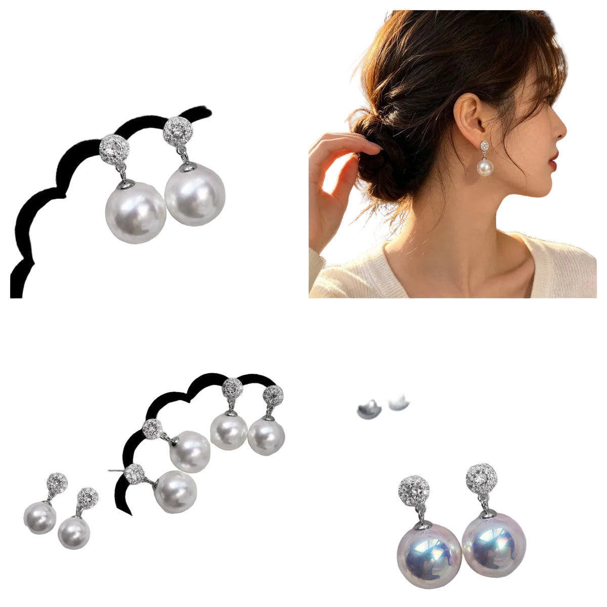 Celeste Pavé Pearl Drop Earrings