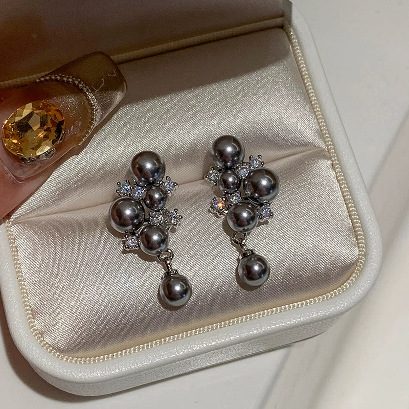 S925 Silver Needle Pink Pearl Grape Earrings for Women | High-End Light Luxury | Unique & Beautiful Temperament | Exquisite Stud Earrings