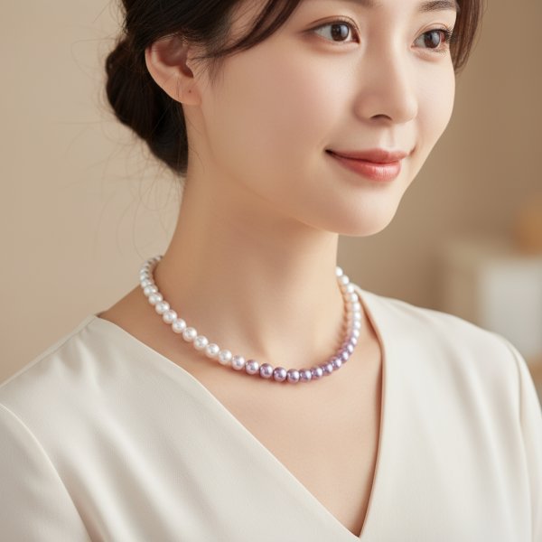8-10Mm point mother shell pearl necklace butterfly queen series gradual change purple elf neck chain collarbone chain