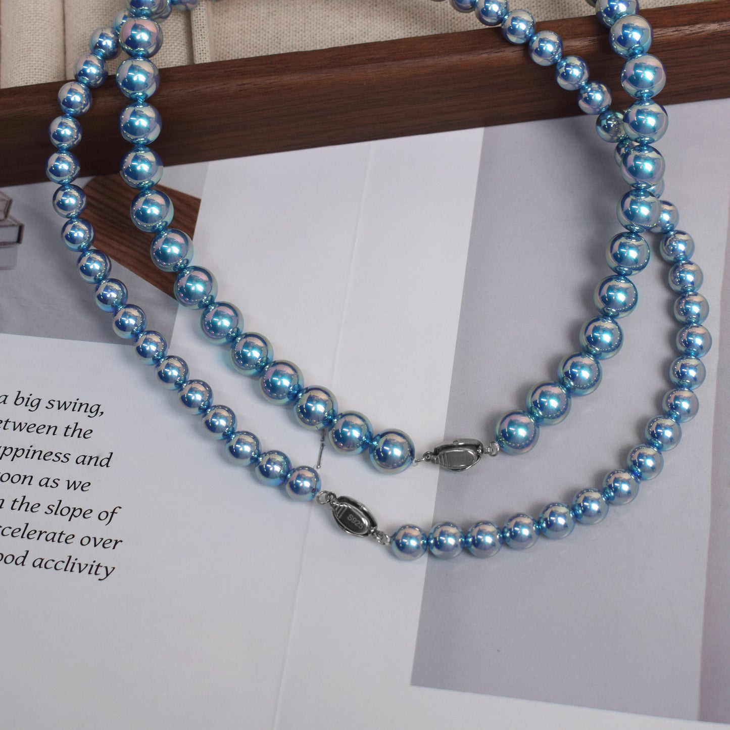 Ocean blue bead beauty ocean pearl necklace bracelet, temperament beautiful collarbone chain 8/10/12 mm
