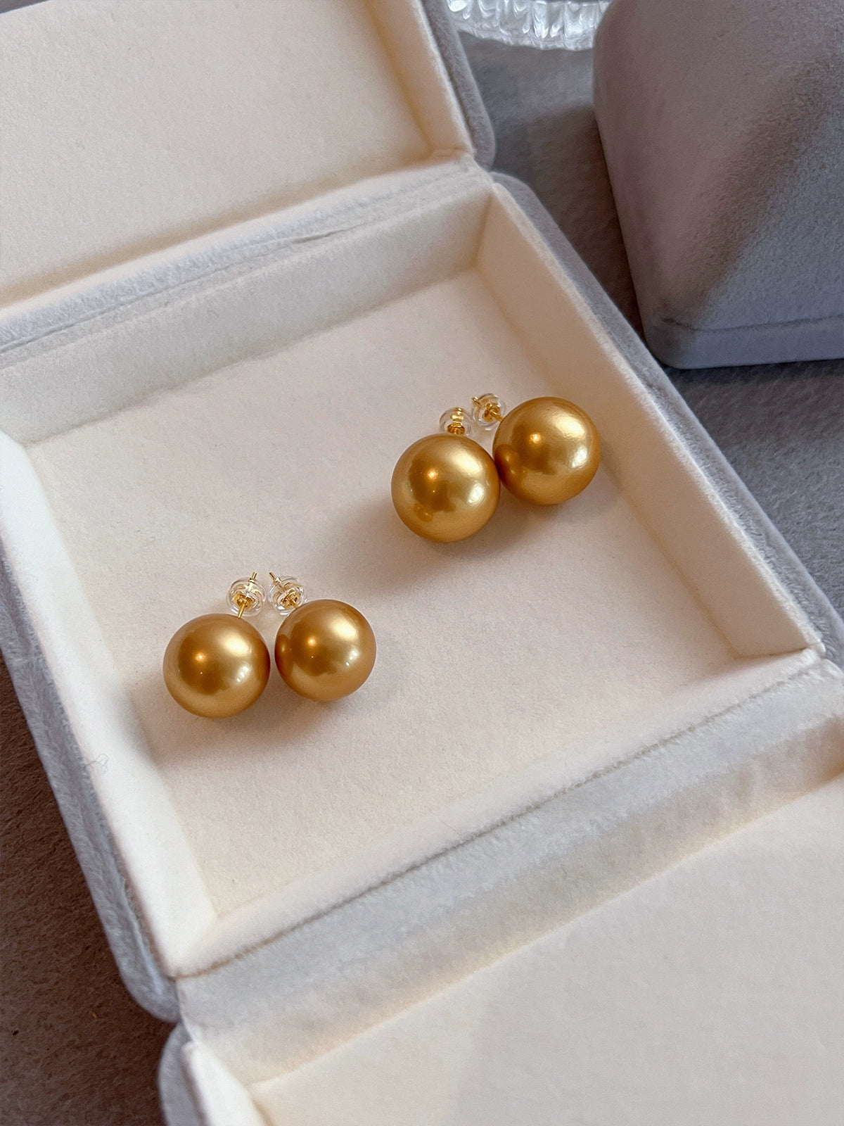 Nanyang Gold Pearl Earrings | 14mm French Design | 925 Silver Needle | Explosive Light Luxury | Premium Exquisite Beauty Earrings