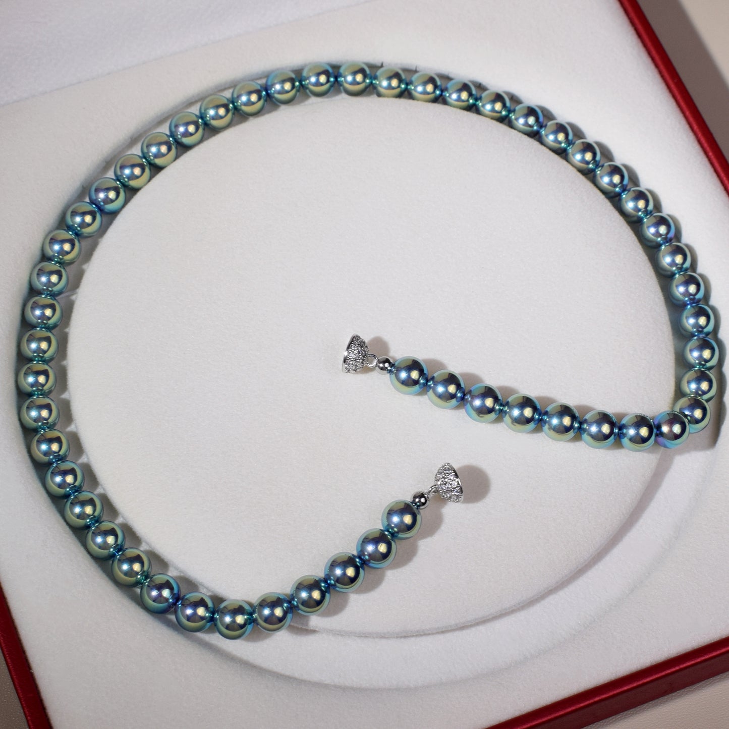 Madoka Silver-Blue Akoya Pearl Necklace – Iridescent Graduated Strand (8–10mm) | 17.5" Cool-Tone Choker