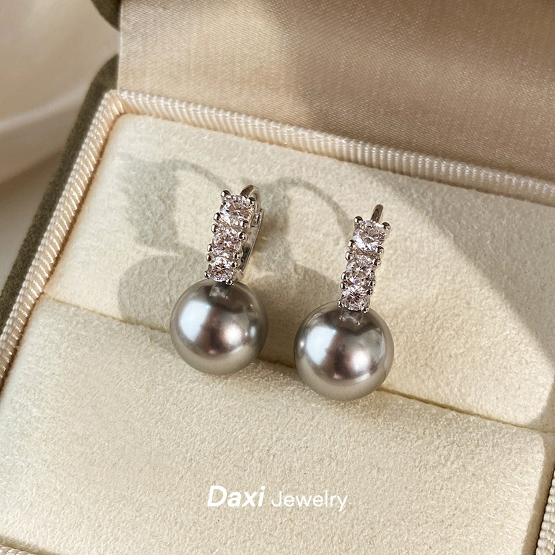 White Pearl Ear Buckle Earrings for Women | Light Luxury & Premium Design | S925 Sterling Silver | Versatile Temperament Diamond Earrings