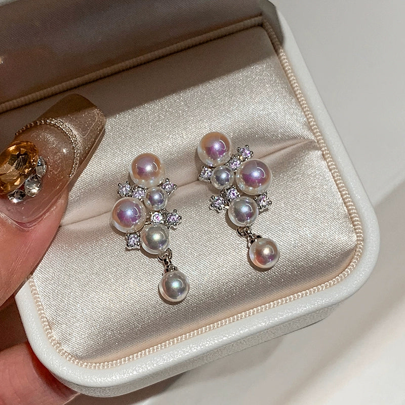 S925 Silver Needle Pink Pearl Grape Earrings for Women | High-End Light Luxury | Unique & Beautiful Temperament | Exquisite Stud Earrings