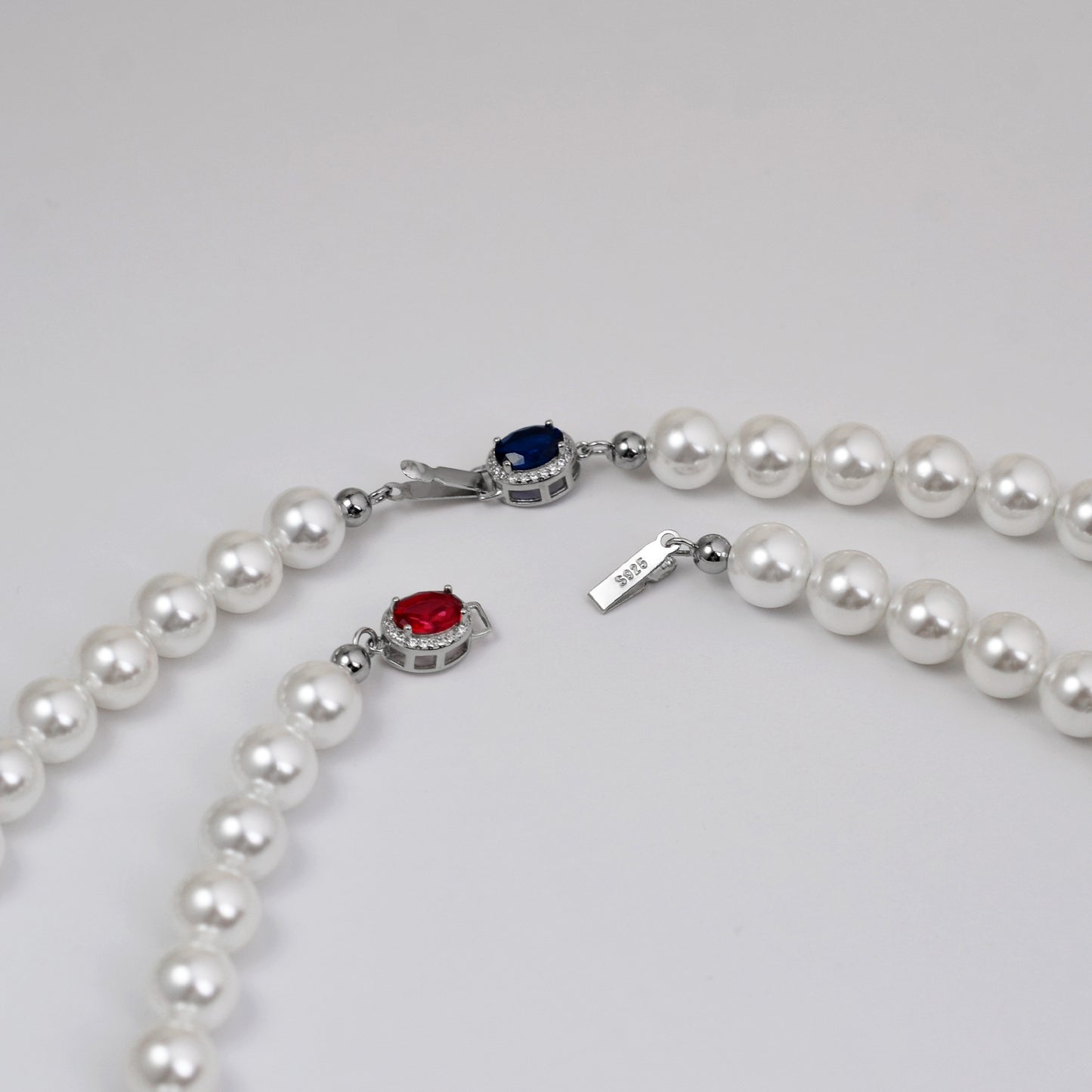 S925 Silver Sapphire Pearl Necklace Bracelet Fashion Versatile Atmospheric Bead Mother Shell Necklace Bracelet