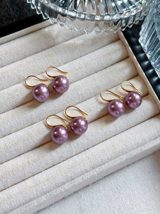 Violet Pearl Ear Hook Earrings for Women | 2025 New Trend | Light Luxury Niche Design | High Heels Style | Sterling Silver with High-End Appeal