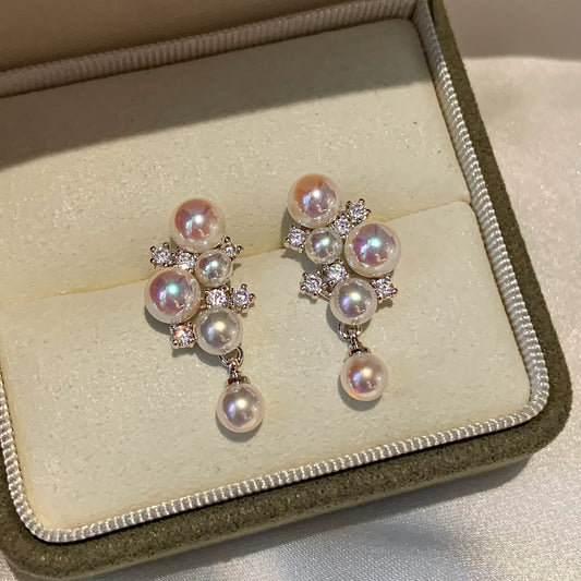S925 Silver Needle Pink Pearl Grape Earrings for Women | High-End Light Luxury | Unique & Beautiful Temperament | Exquisite Stud Earrings