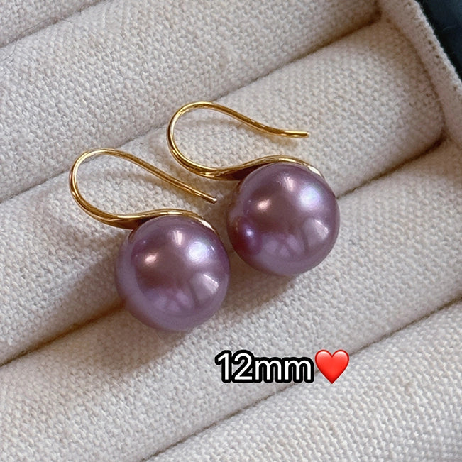 Violet Pearl Ear Hook Earrings for Women | 2025 New Trend | Light Luxury Niche Design | High Heels Style | Sterling Silver with High-End Appeal
