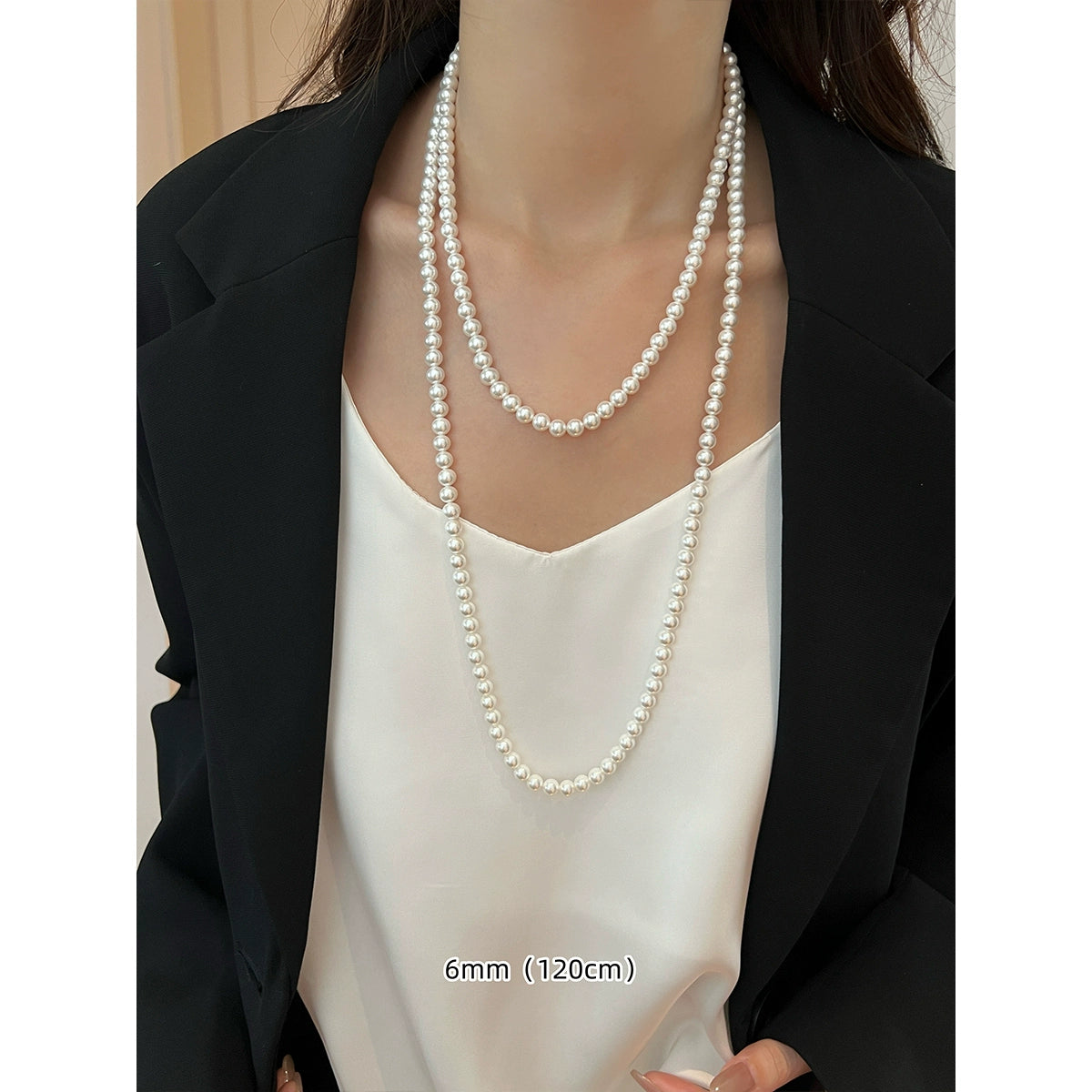 White Pearl Necklace | Long Sweater Chain in Hepburn Style | 2025 New Trend for Women | Stacked & Worn Design | Light Luxury Niche Jewelry