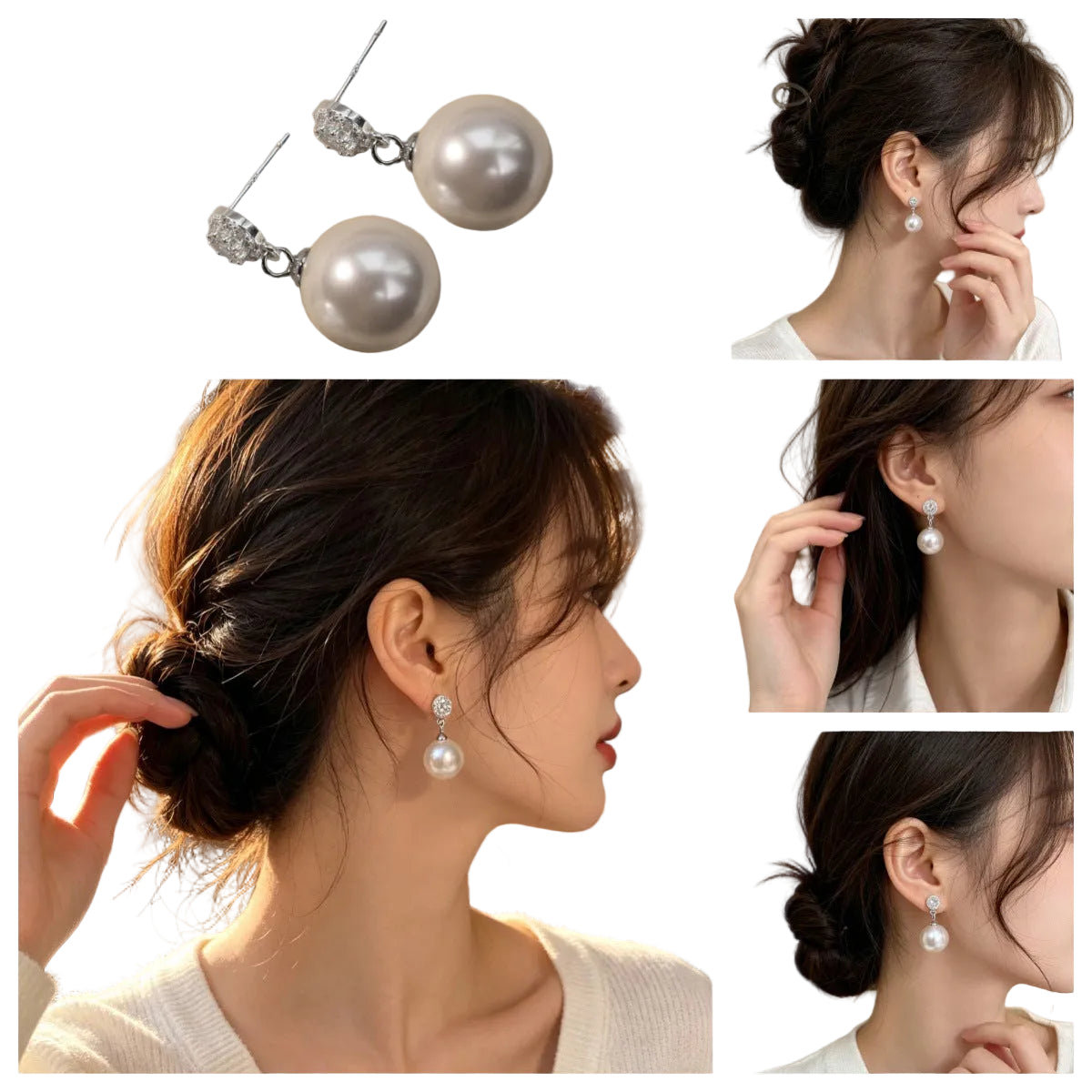 Celeste Pavé Pearl Drop Earrings