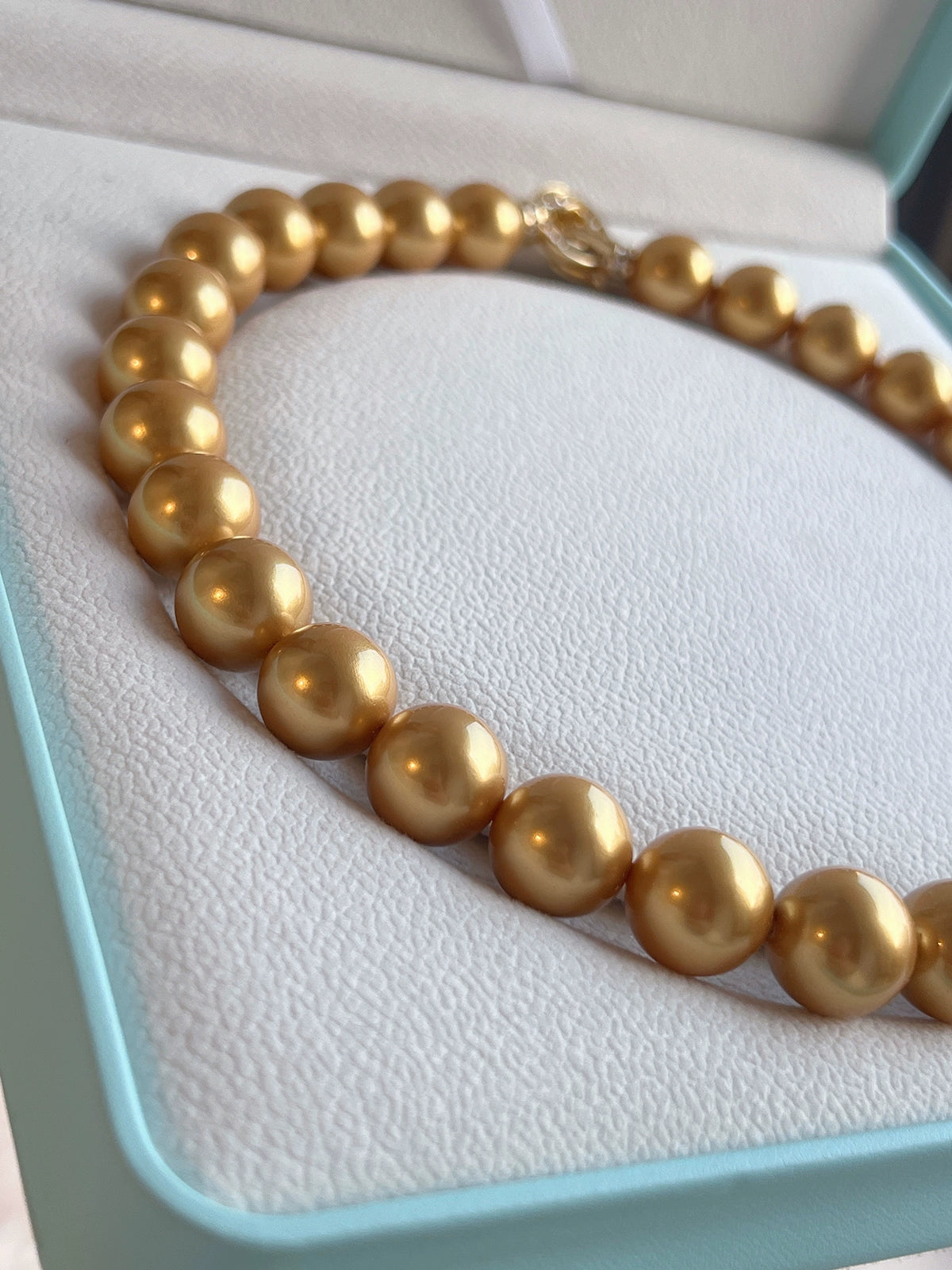 Nanyang Gold Bead Pearl Necklace for Women | 14mm High-End Light Luxury | 2025 New Trend | Large Niche Gold Necklace
