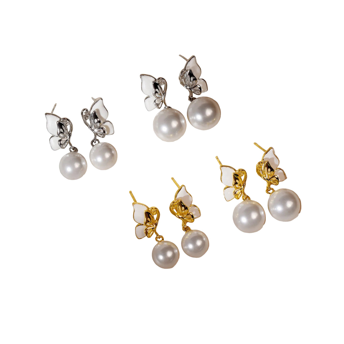 Papillon Wing Pearl Drop Earrings