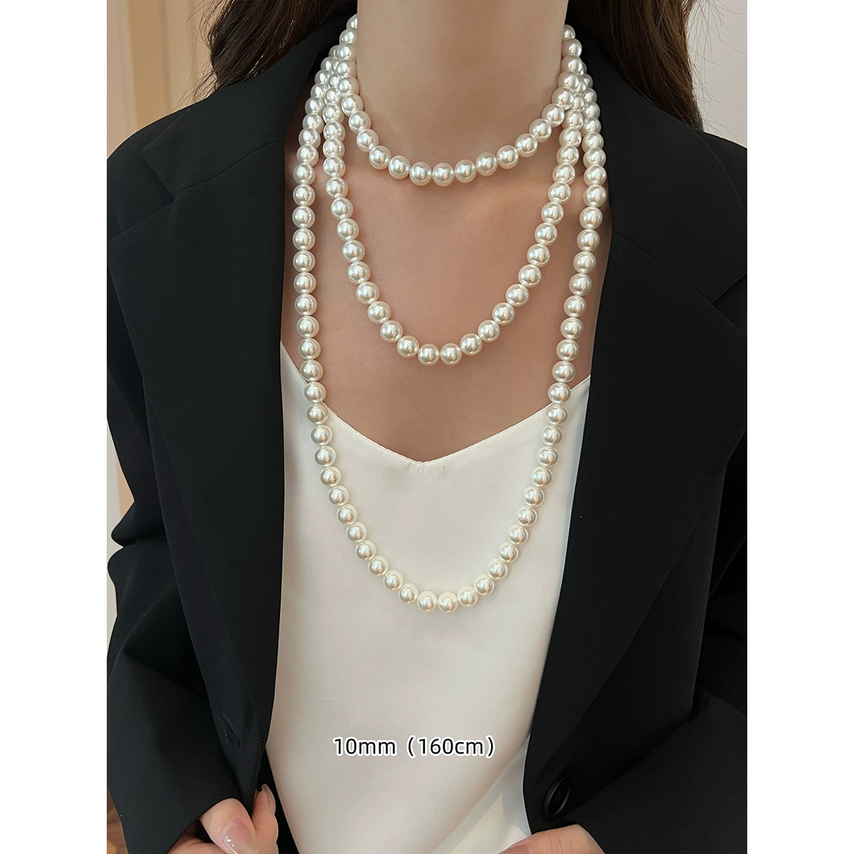 White Pearl Necklace | Long Sweater Chain in Hepburn Style | 2025 New Trend for Women | Stacked & Worn Design | Light Luxury Niche Jewelry