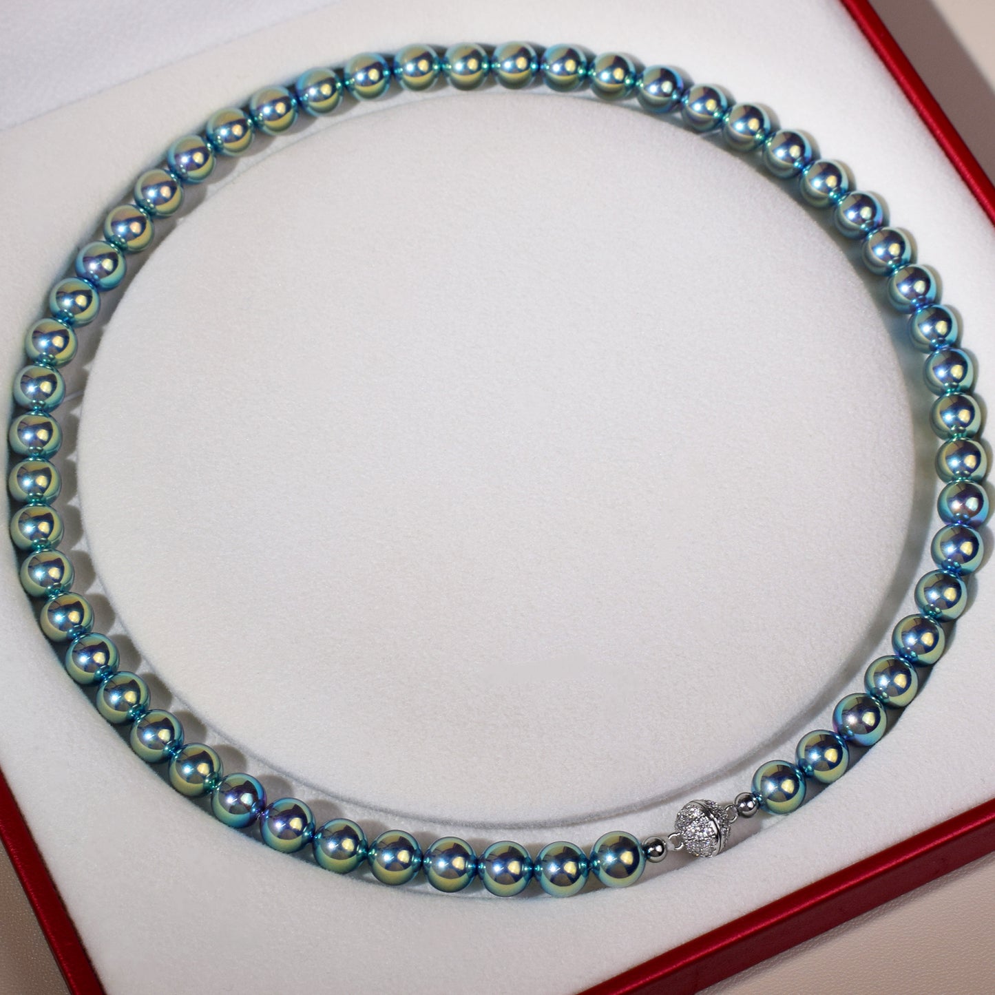 Madoka Silver-Blue Akoya Pearl Necklace – Iridescent Graduated Strand (8–10mm) | 17.5" Cool-Tone Choker