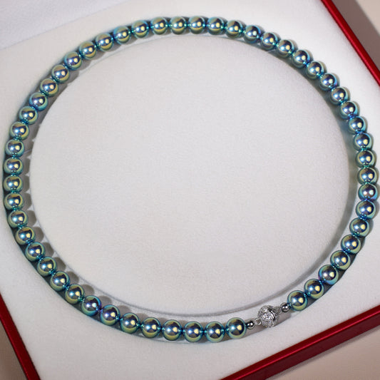 Madoka Silver-Blue Akoya Pearl Necklace – Iridescent Graduated Strand (8–10mm) | 17.5" Cool-Tone Choker