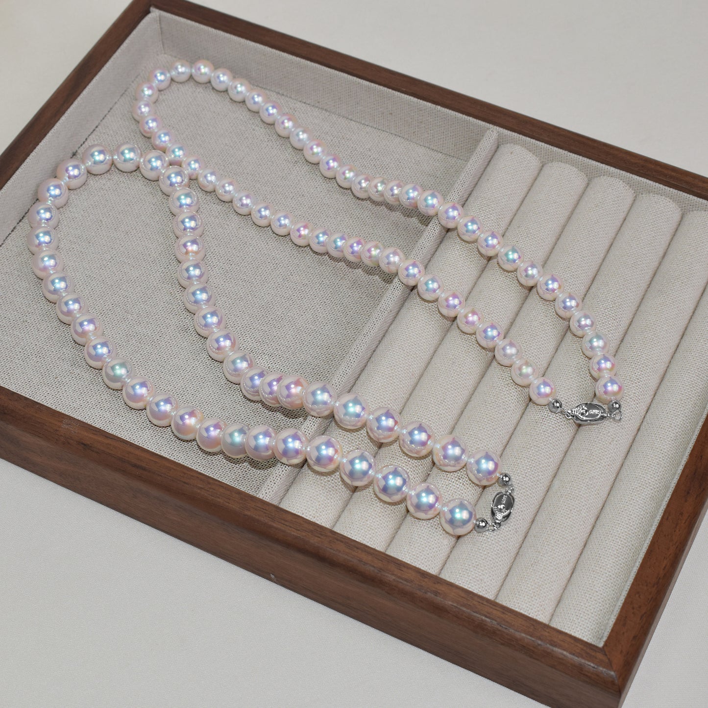 S925 Silver Aurora Full Color 6-12mm Mother Shell Tiannu Bead Positive Round Extreme Light Pearl Necklace