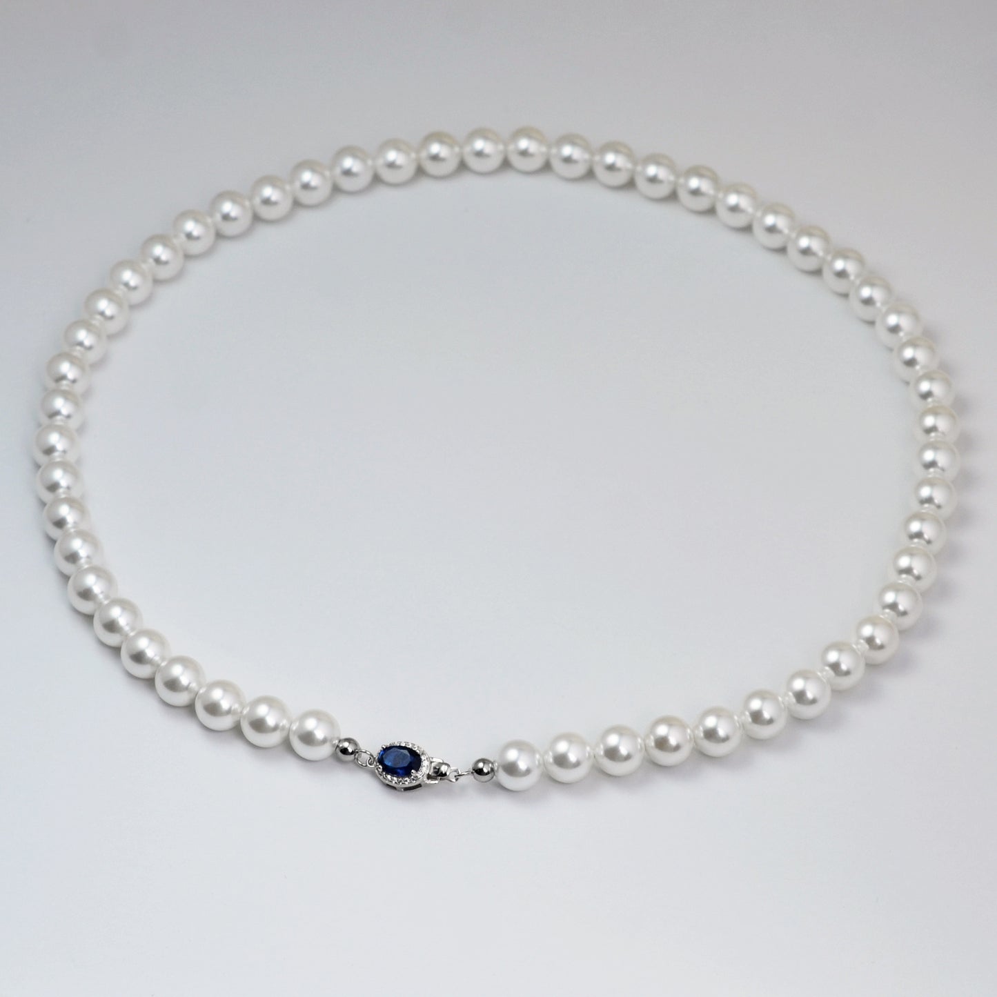 S925 Silver Sapphire Pearl Necklace Bracelet Fashion Versatile Atmospheric Bead Mother Shell Necklace Bracelet