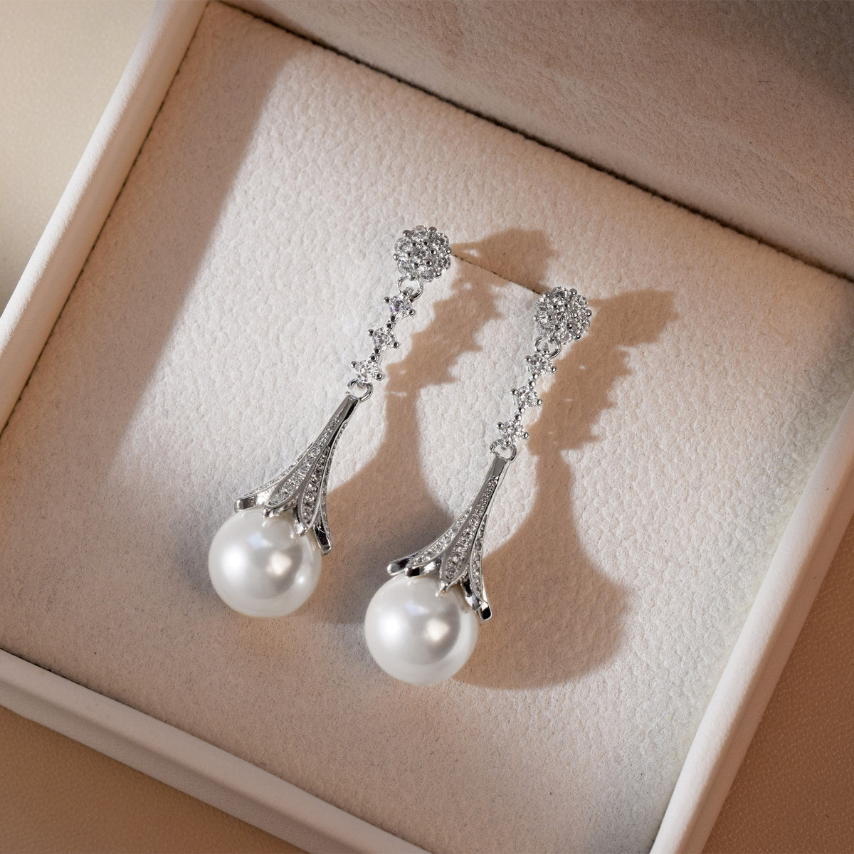 Aurelia Crystal Teardrop Pearl Earrings