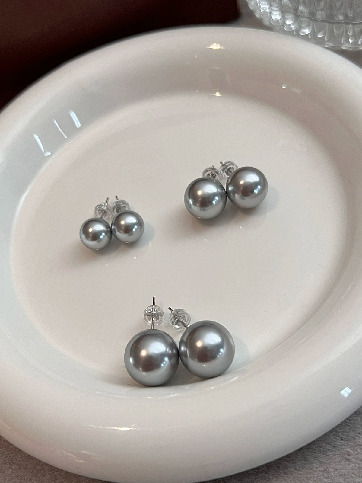 Zhenduo Hemp Gray Pearl Stud Earrings | 12mm 925 Silver | 2025 Trendy Explosive Design | Light Luxury Niche Jewelry for Women