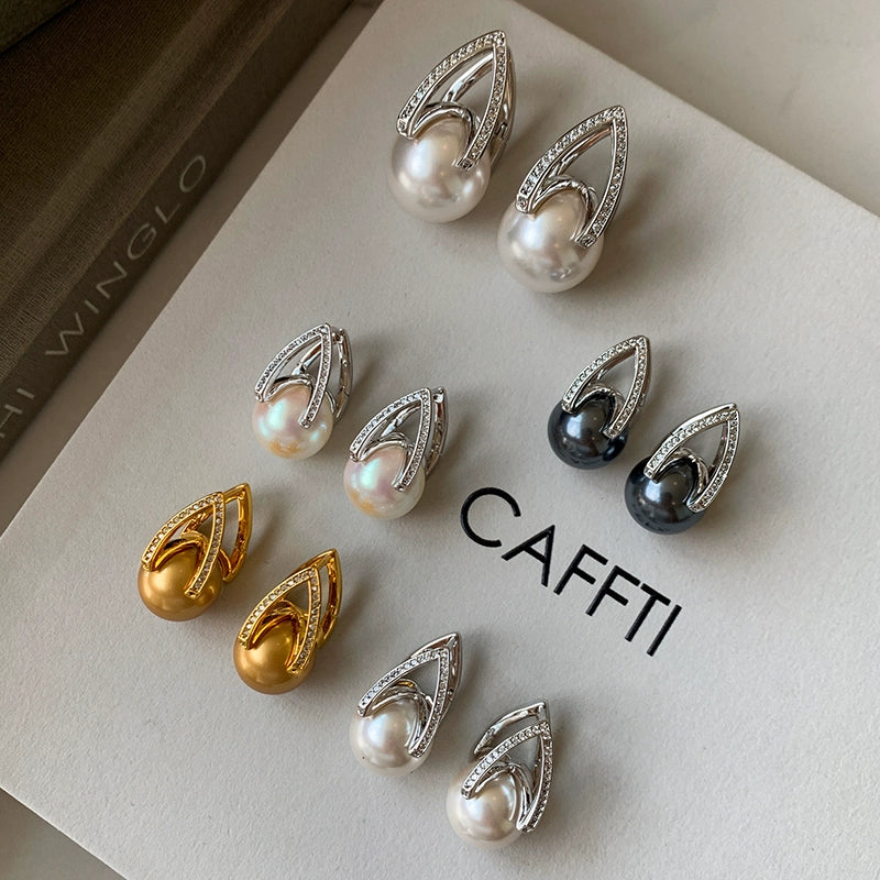 Gray Pearl Earrings for Women | 2025 New Light Luxury Design | Unique High-End Temperament Stud Earrings