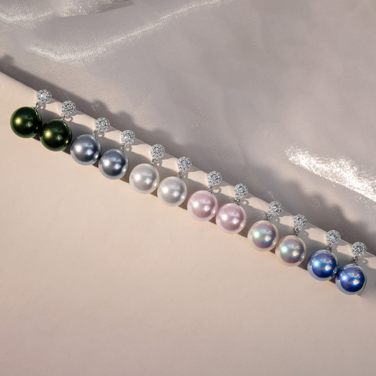 Celeste Pavé Pearl Drop Earrings