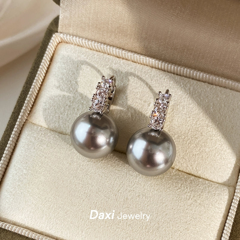 White Pearl Ear Buckle Earrings for Women | Light Luxury & Premium Design | S925 Sterling Silver | Versatile Temperament Diamond Earrings