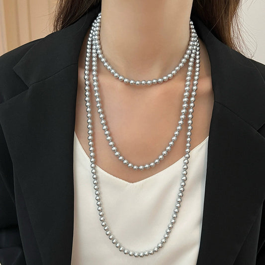 10mm Gray Shell Pearl Necklace - Genuine Shell Pearl - Real Mother of Pearl Jewelry