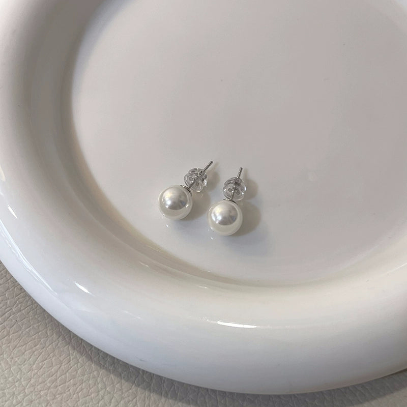 Aobai Pearl Stud Earrings for Women | 12mm Genuine S925 Silver Needle | 2025 Trendy High-End Light Luxury | Niche Temperament Design