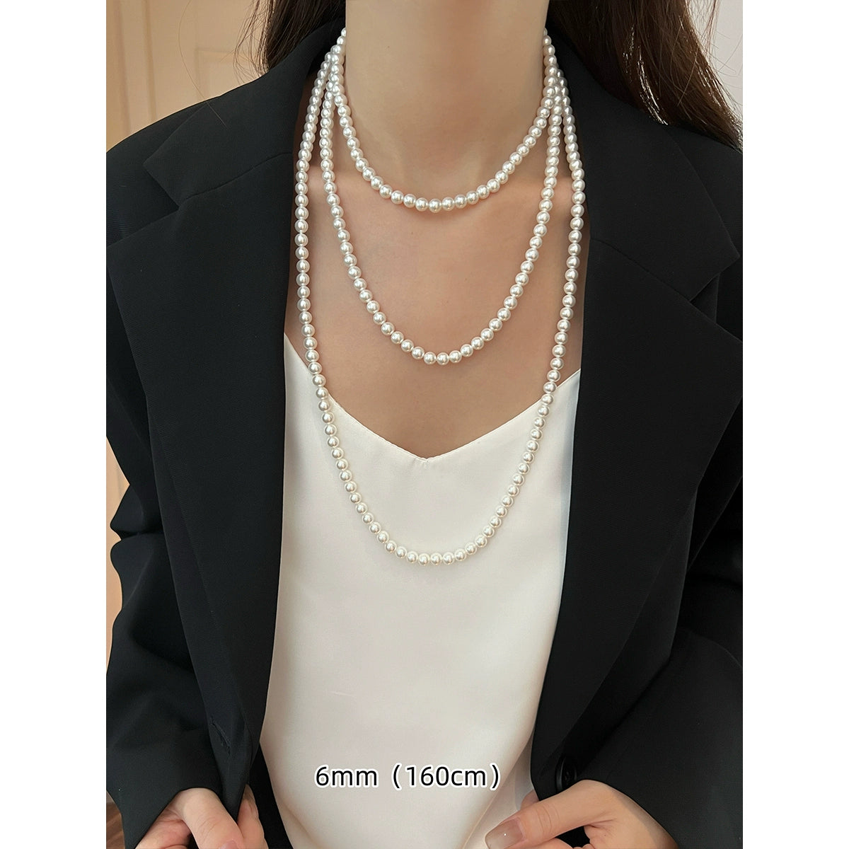 White Pearl Necklace | Long Sweater Chain in Hepburn Style | 2025 New Trend for Women | Stacked & Worn Design | Light Luxury Niche Jewelry
