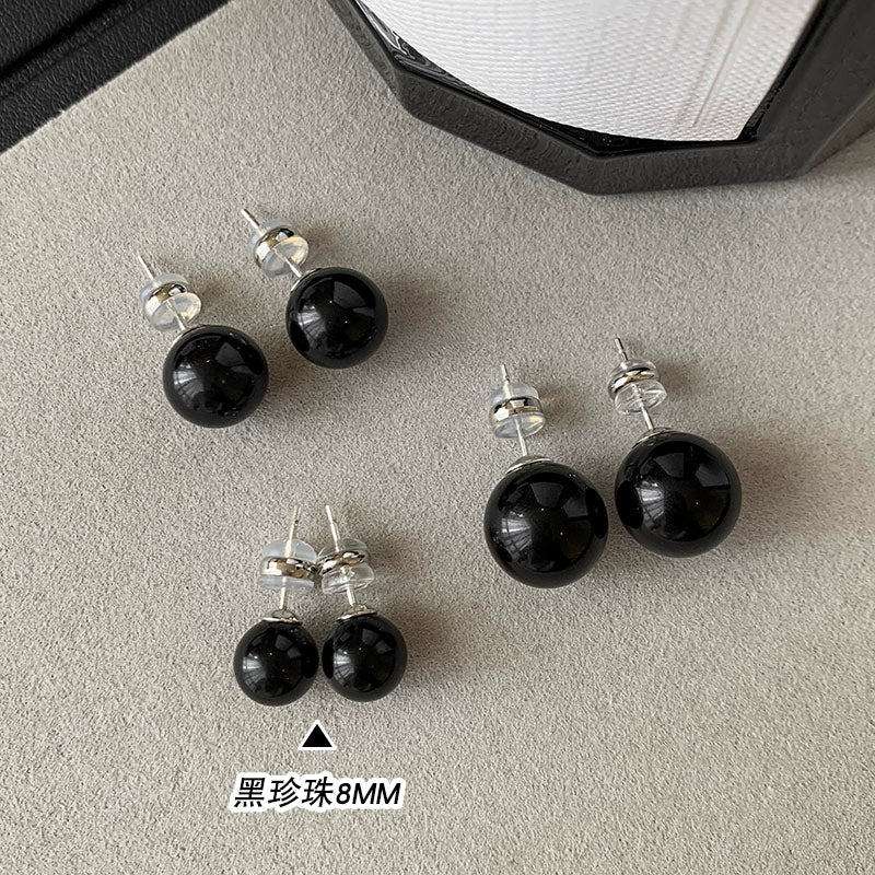 Black Pearl Stud Earrings for Women | 2025 New High-End Light Luxury | Exquisite Niche Design | Temperament Atmospheric Earrings