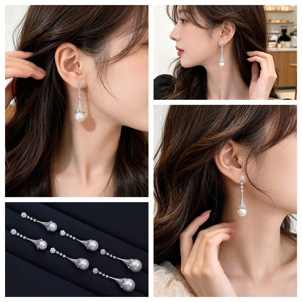 Aurelia Crystal Teardrop Pearl Earrings