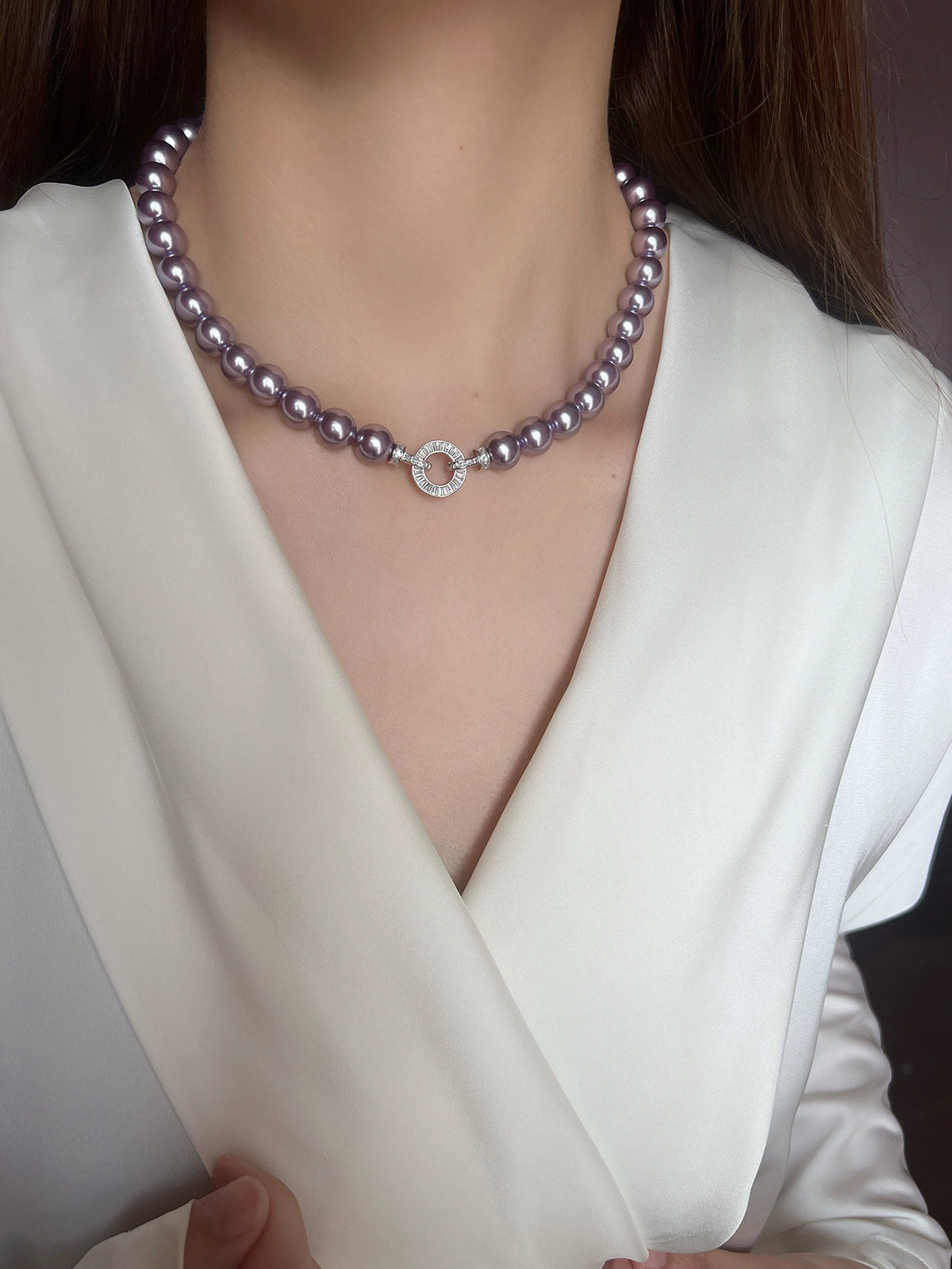 Purple Pearl Necklace – Women's Autumn/Winter Sweater Chain, Popular Niche Neck & Collarbone Chain