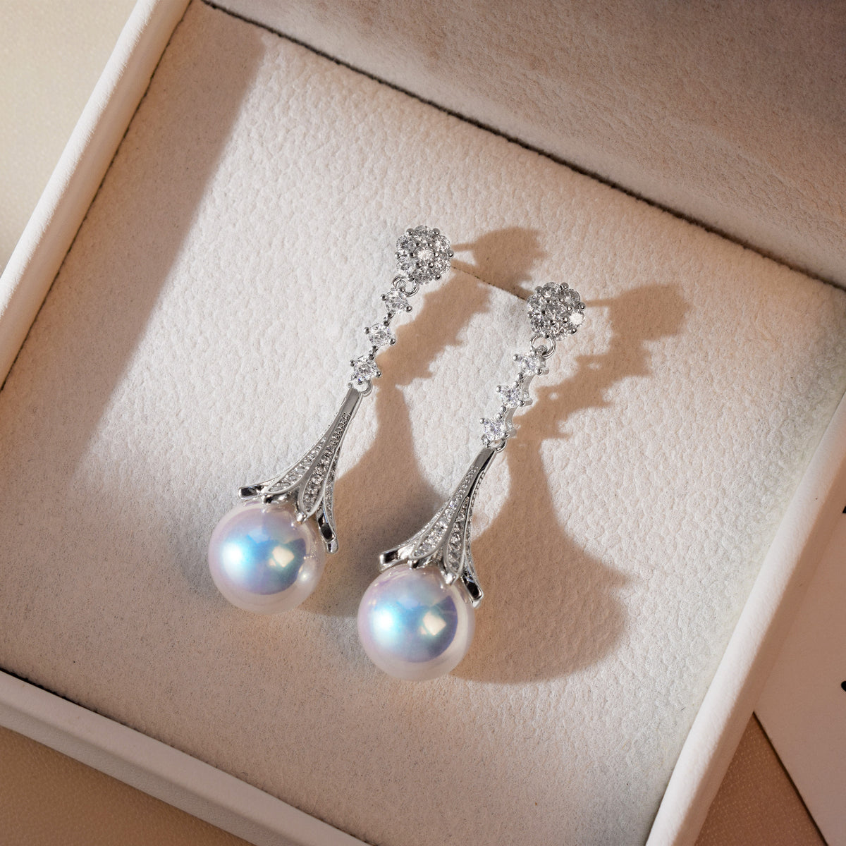 Aurelia Crystal Teardrop Pearl Earrings