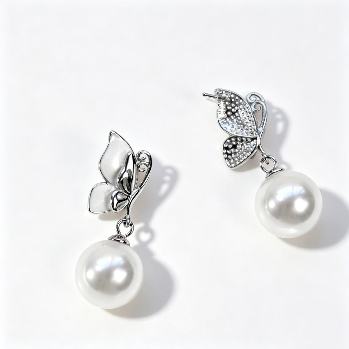 Papillon Wing Pearl Drop Earrings