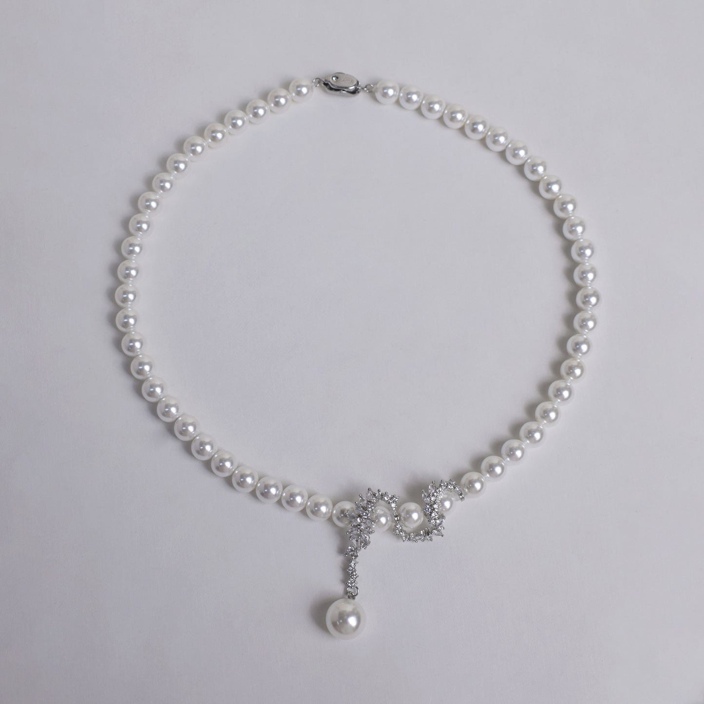 Dragon Wrap Shell Pearl Necklace –8/10mm Luxury Silver Dragon Pendant Mother of Pearl Statement Choker for Women