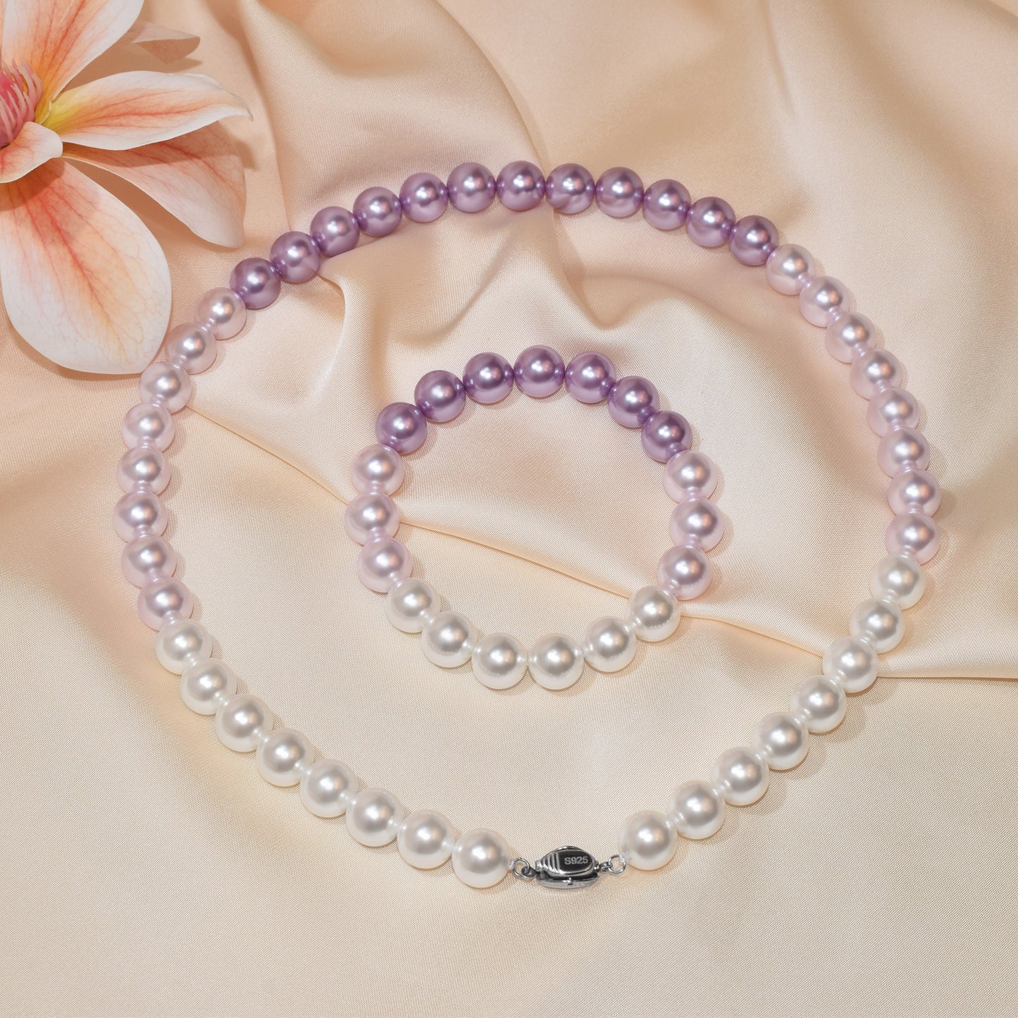 8-10Mm point mother shell pearl necklace butterfly queen series gradual change purple elf neck chain collarbone chain