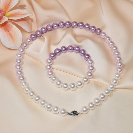 8-10Mm point mother shell pearl necklace butterfly queen series gradual change purple elf neck chain collarbone chain