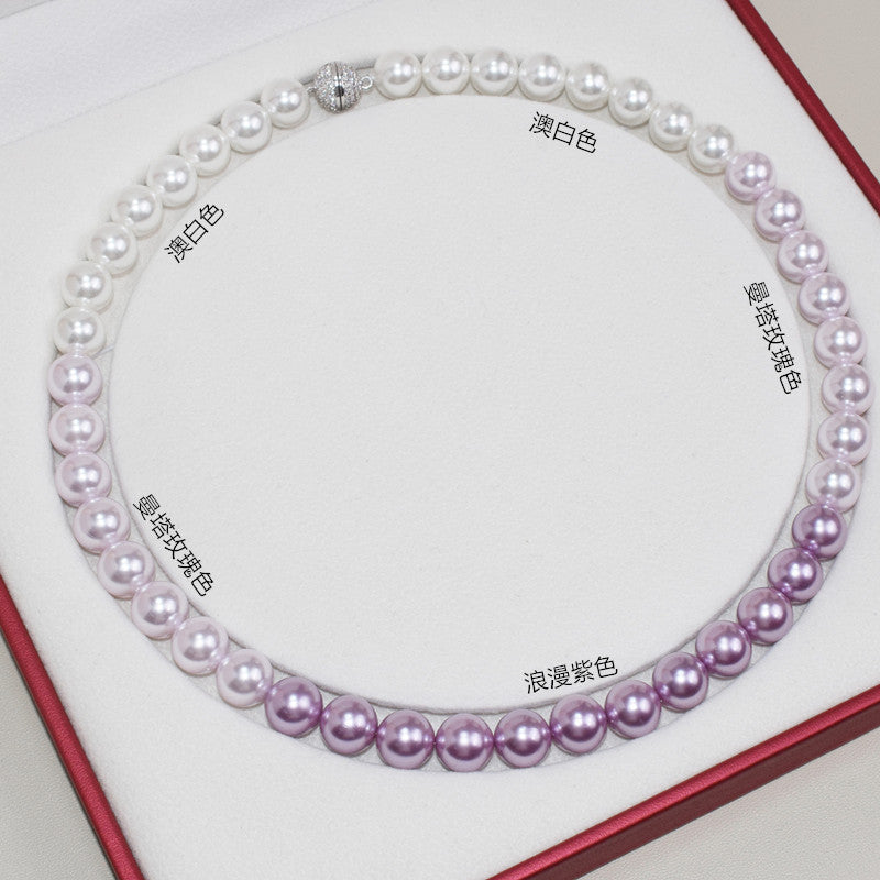 8-10Mm point mother shell pearl necklace butterfly queen series gradual change purple elf neck chain collarbone chain