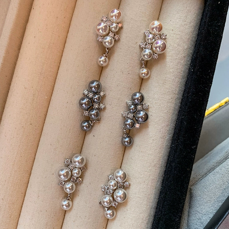 S925 Silver Needle Pink Pearl Grape Earrings for Women | High-End Light Luxury | Unique & Beautiful Temperament | Exquisite Stud Earrings