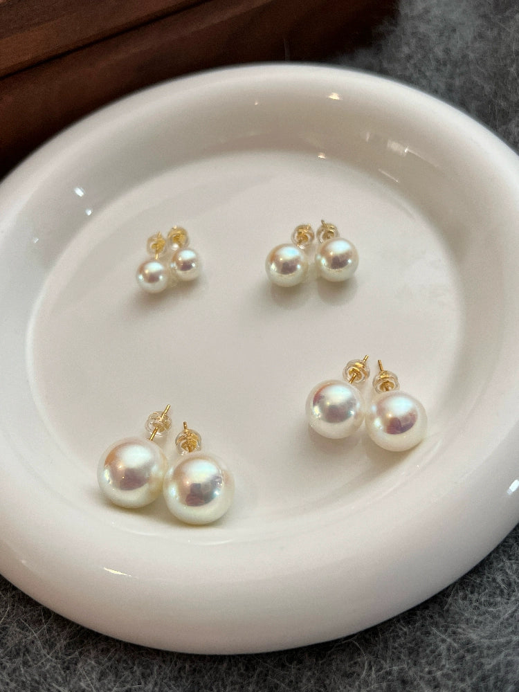 Pink and White Pearl Stud Earrings | 2025 New Women's High-End French Design | S925 Sterling Silver | Exquisite Temperament Jewelry