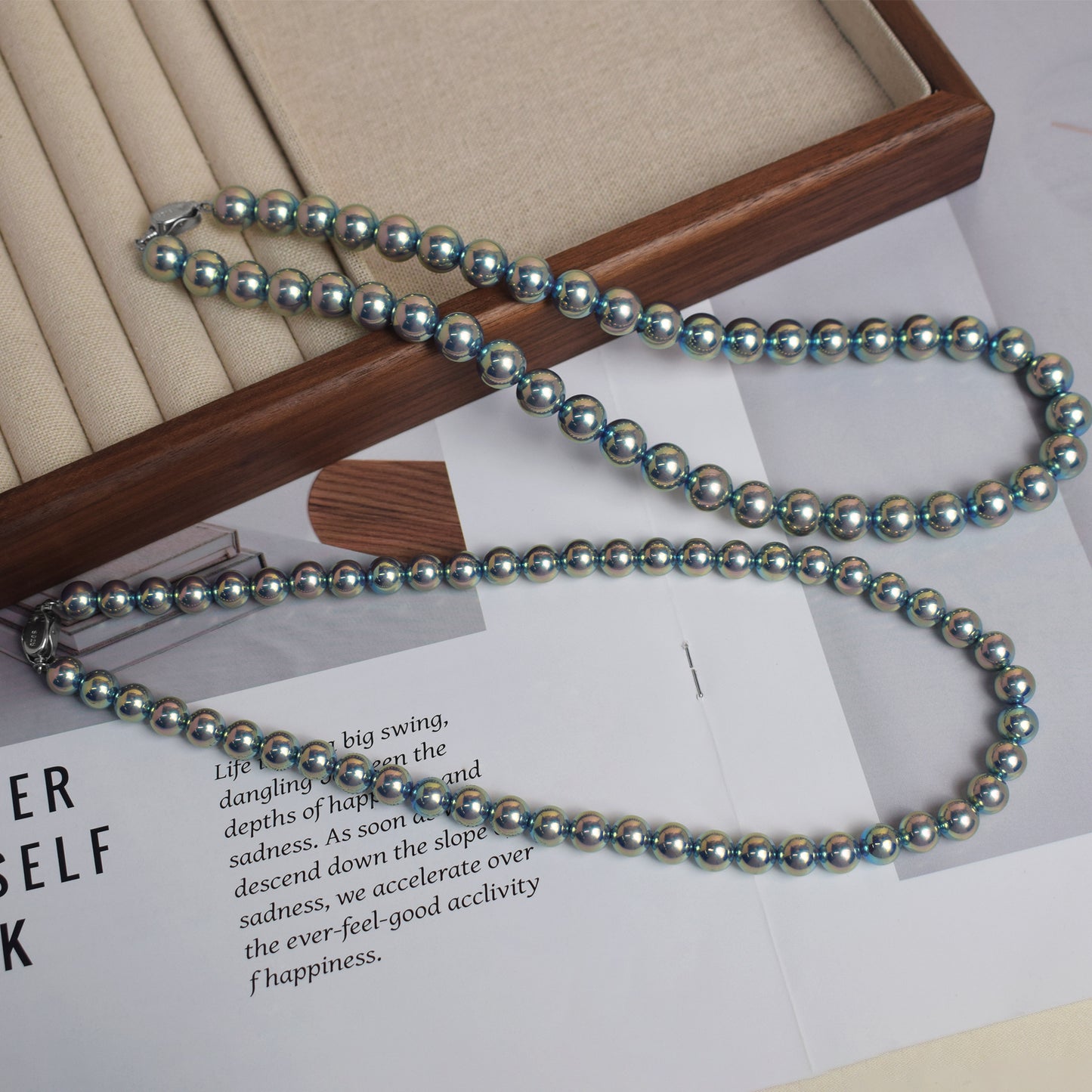 Madoka Silver-Blue Akoya Pearl Necklace – Iridescent Graduated Strand (8–10mm) | 17.5" Cool-Tone Choker