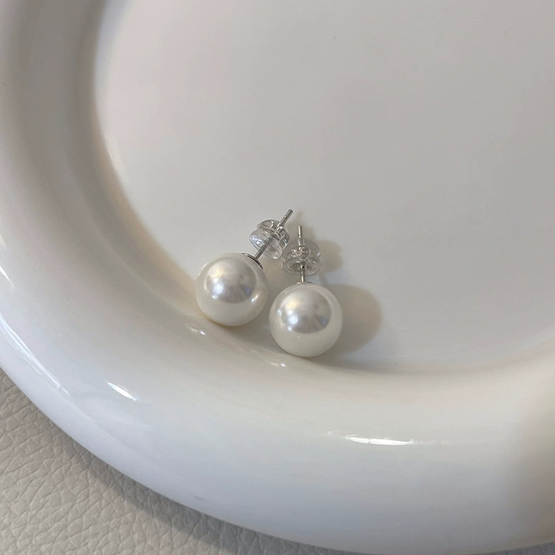 Aobai Pearl Stud Earrings for Women | 12mm Genuine S925 Silver Needle | 2025 Trendy High-End Light Luxury | Niche Temperament Design