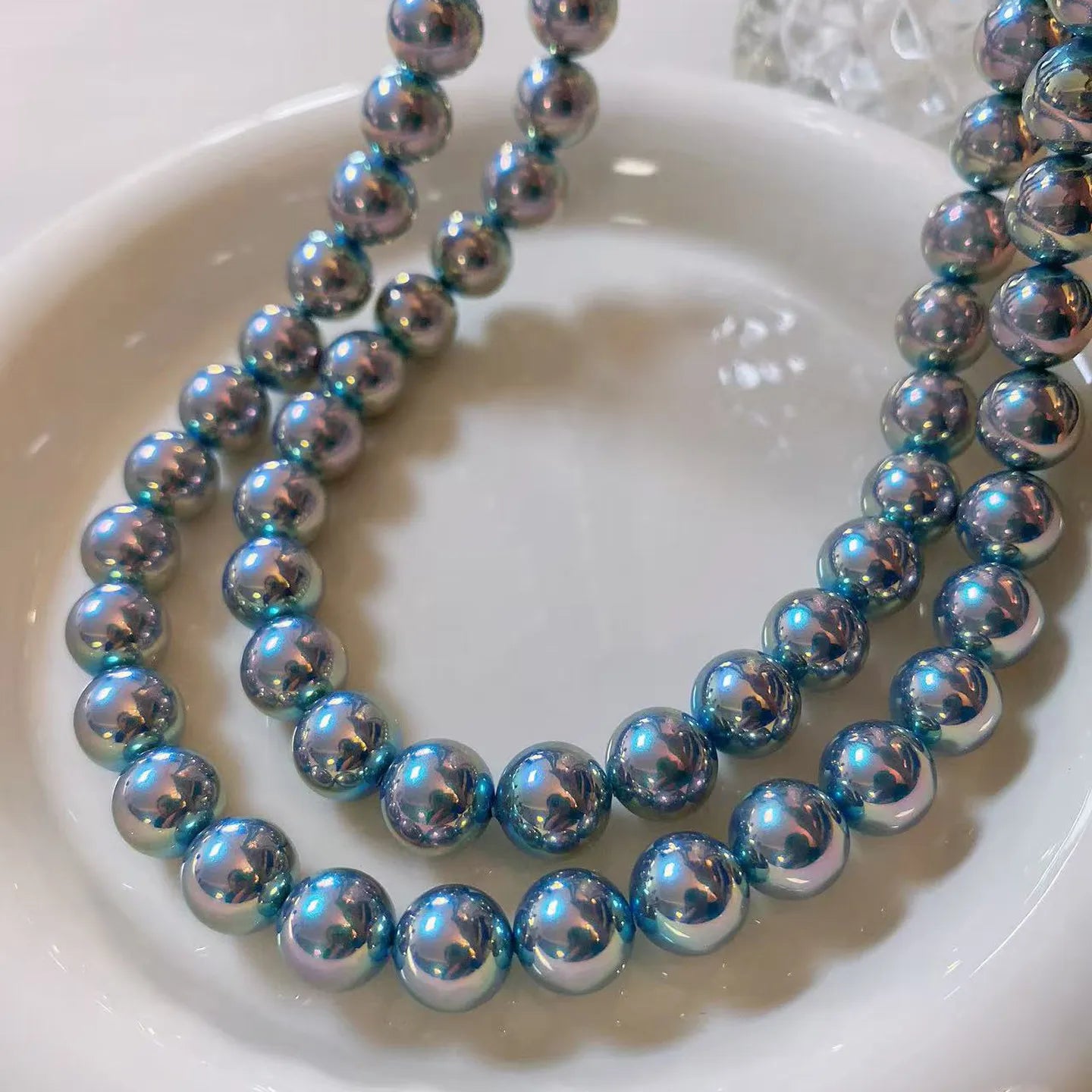 Classic king fried silver blue rose pearl necklace female comparable, candy clasp old money collarbone chain shell pearl