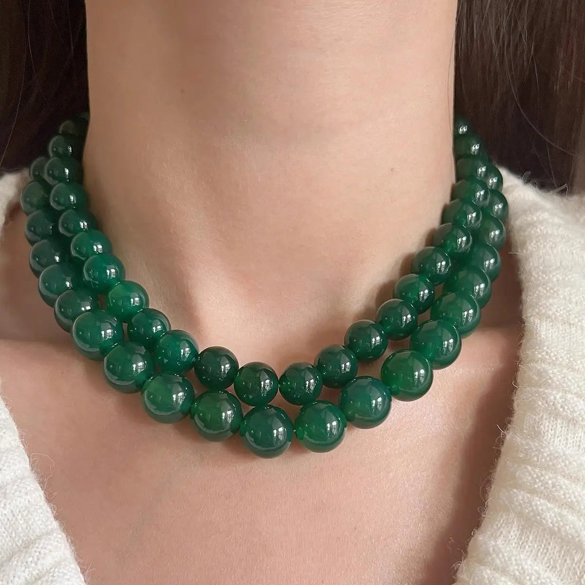 chalcedony necklace, sterling silver button neck chain, collarbone chain, summer sweater chain, women's