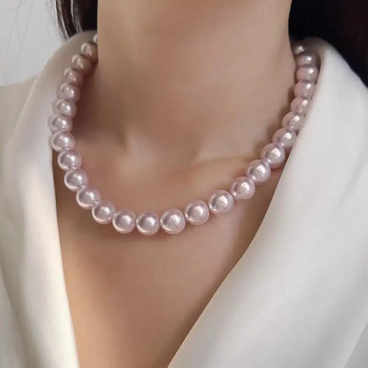 Manta Rose Pink Pearl Necklace 4mm 6mm 8mm 10mm 12mm Elegant Jewelry for Women shell pearl  necklace for women choker