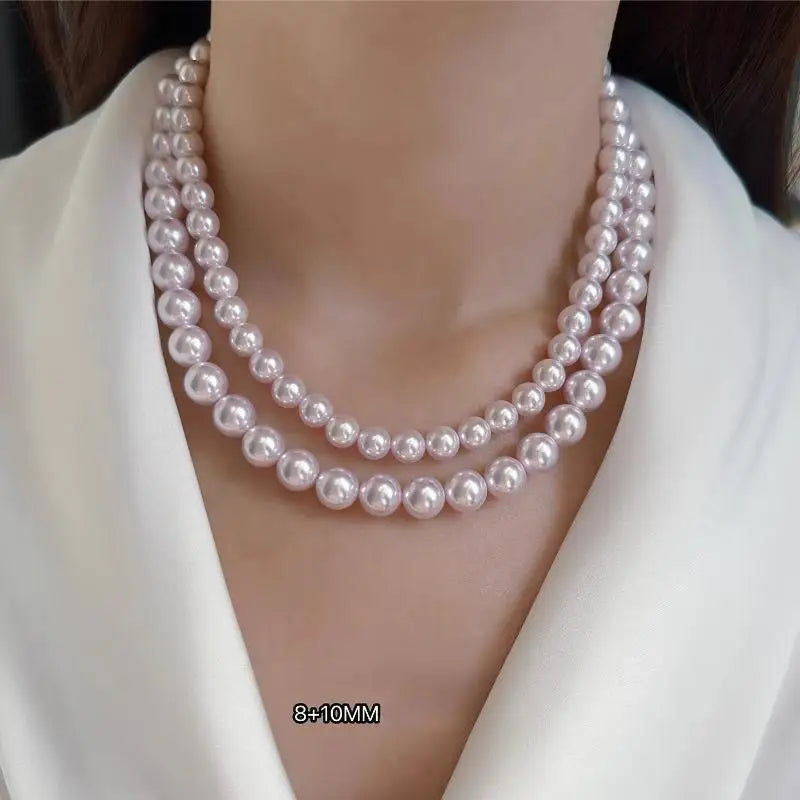 Manta Rose Pink Pearl Necklace 4mm 6mm 8mm 10mm 12mm Elegant Jewelry for Women shell pearl  necklace for women choker