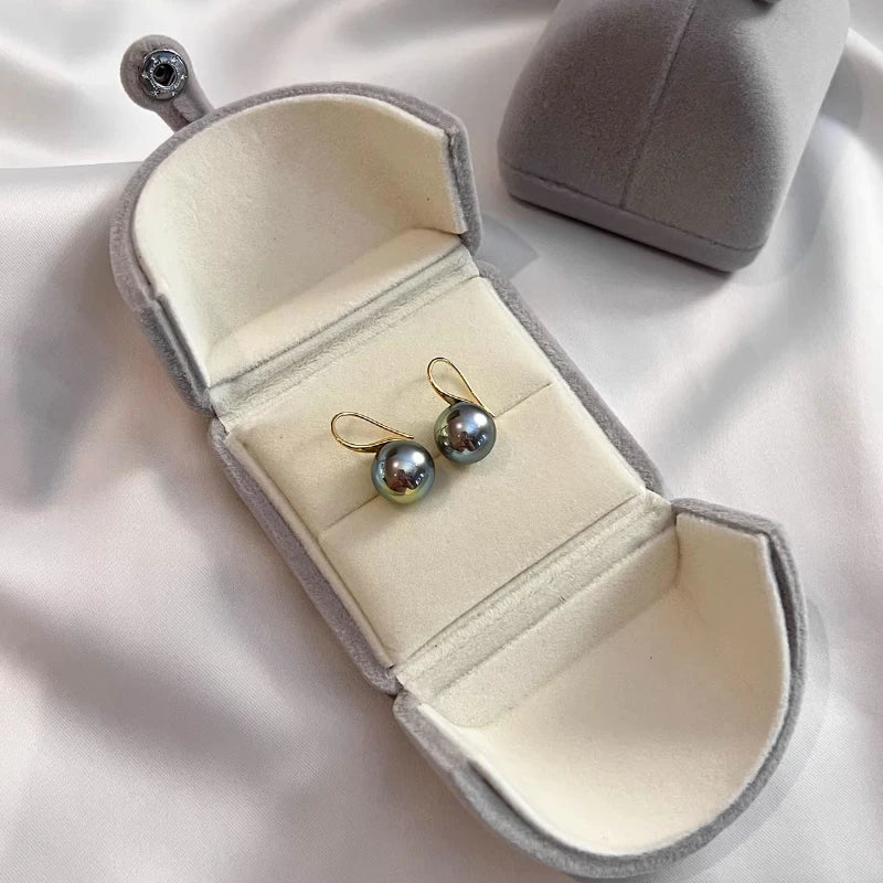 high heel madama pearl ear hook stud earrings are so many hemp gray women's new popular high-end  shell pearl