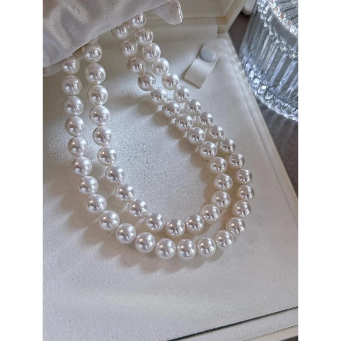 Elegant Shell Pearl Necklace Double Stack Light Luxury Chain Sweater Style