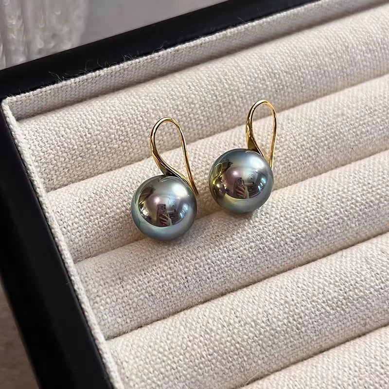 high heel madama pearl ear hook stud earrings are so many hemp gray women's new popular high-end  shell pearl